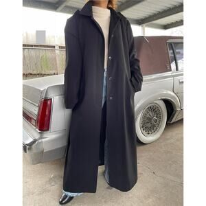 🔥Vintage Portrait Black Hood Trench Coat Dark Academia Gothic Minimalist Sz 14